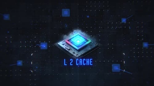 Futuristic Digital CPU Reveal with L2 Cache