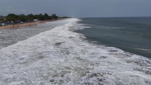 Aerial video over Grand Bassam Ivory Coast, on a sunny day.