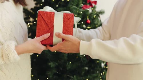 Christmas Gift Exchange Between Loving People