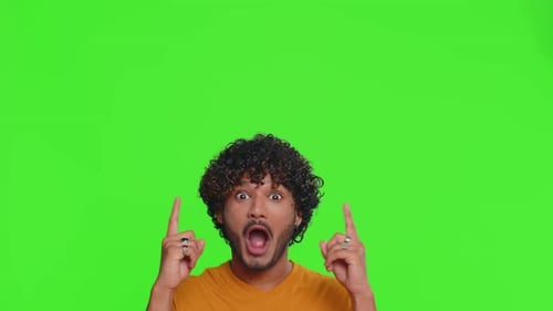 Indian Man Showing Thumbs Up Pointing Empty Place Advertising Area for Commercial Text Copy Space
