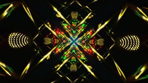 Dynamic Neon Animation With Rotating Geometric Light Vibrations