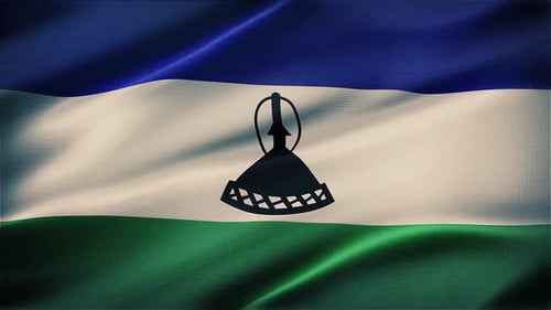 Realistic Waving Lesotho Flag Seamless Loop