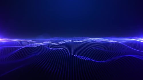 Abstract blue wave animation, digital particle wave, cyber technology background, seamless loop Futu