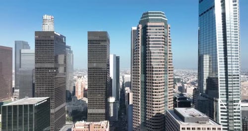 Aerial of Los Angeles Downtown Skyline LA California