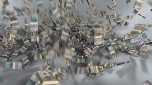 Poland Money - Zloty Stacked Money Falling - Polish Currency
