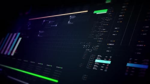 Futuristic Digital Data Dashboard with Animated Graphs and Statistics