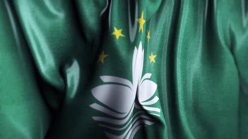 Macau Flag Realistic Waving Fabric Animation Seamless Loop