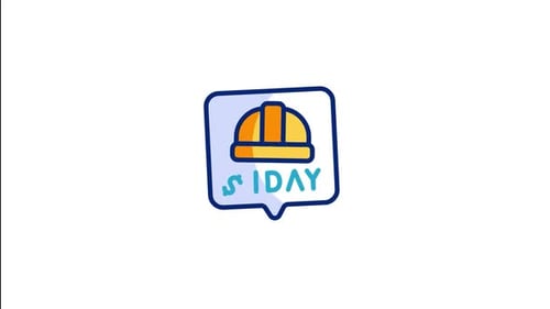 Animated Flat Design Hard Hat Daily Wage Icon