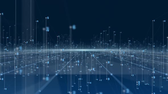 Abstract Blue Background Numbers Algorithm Plexus Polygon Technology ...