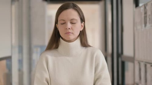 Waiting Young Woman Checking time on Smart Watch