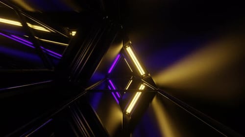 Purple And Yellow Strobe Mirror Triangular Tunnel Background Vj Loop In 4K