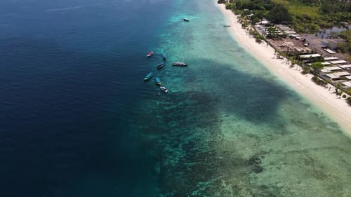 Turquoise Water Of Scenic Beach In Bali, Indonesia - aerial drone shot