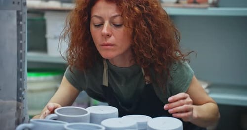 Workshop Woman or Check Ceramic Cup Pottery Design or Mug for Quality