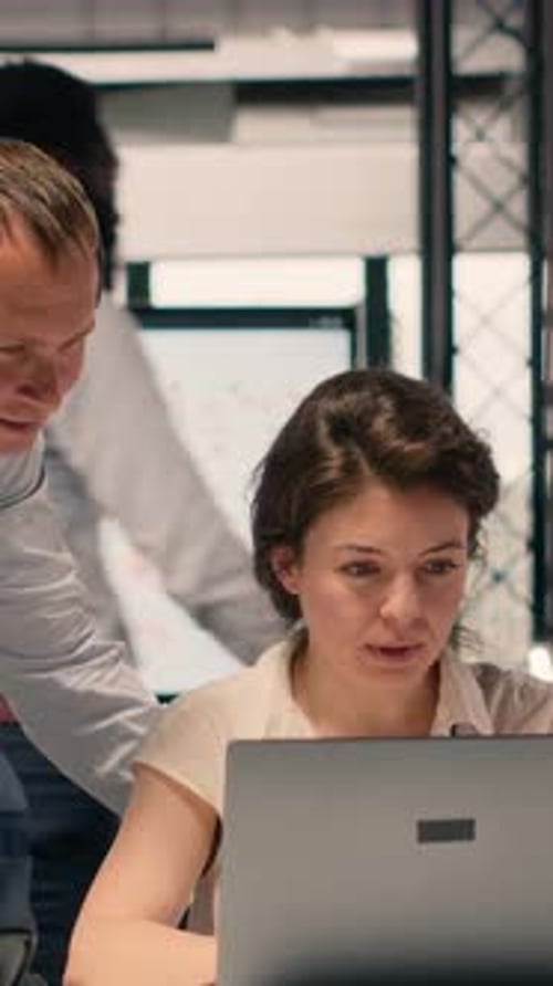 Vertical Video Corporate Teamwork Professionals Analyzing Charts KPI Metrics
