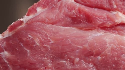 Chef Butcher Cutting Pork Meat with Knife on Kitchen Cooking Mexican Traditional Food Man Cut Big