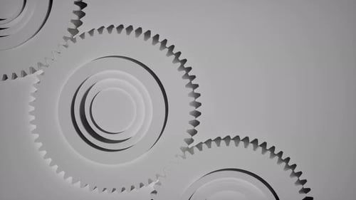 Abstract White Gears and Cogs, Industrial Minimalism Concept