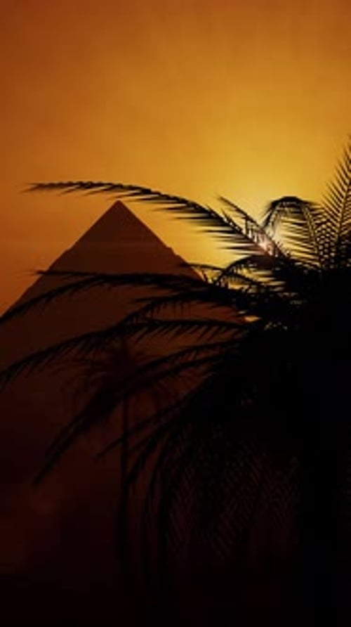 Sunrise over Great Giza pyramids of Khufu, Menkaure and Khafre, Cairo, Egypt. Cairo, Giza Egypt.