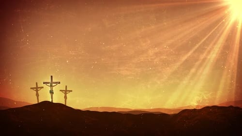 Grunge Three Crosses Easter Religious Worship Background