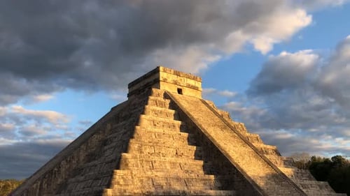 Mexico: Mayan Pyramid Kukulcan Temple in Silhouette, Chichen Itza