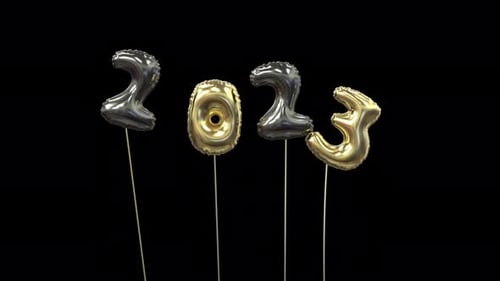 Animated Shiny Foil Balloons for 2024 New Year Celebration