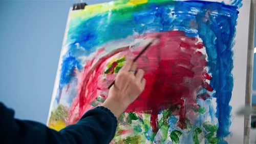 Painting an Abstract Image on a Canvas