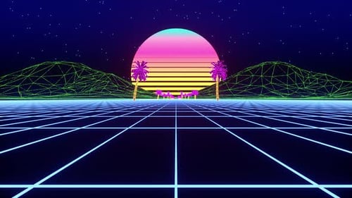 Neon Retro Futuristisch Low Poly Horizon Infinite 4K