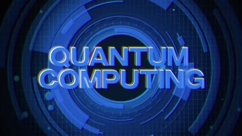 Quantum Computing Word On Futuristic Cyberspace Background
