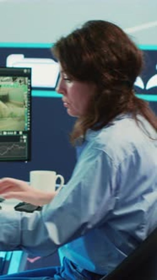 Vertical Video Woman Call Center Operator Guiding Delivery Truck Drivers on Different Routes