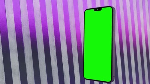 3D Animation smartphone with a pink line background