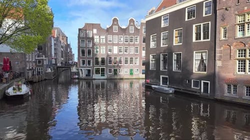 Calm canal in Amsterdam, the Netherlands