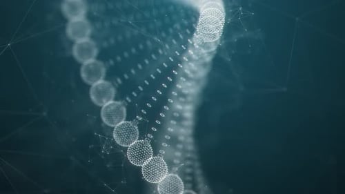 Blue DNA Structure Wireframe Abstract Background Medical Science and Genetic Biotechnology Concept