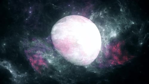 Glowing Planet in Abstract Space Nebula Animation