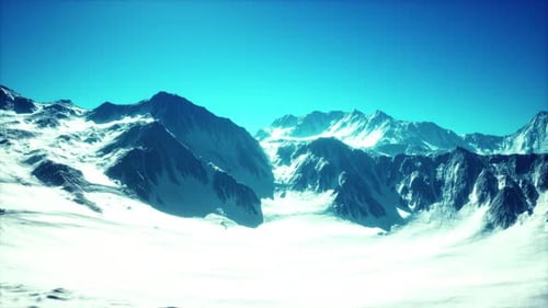Animated Flyover of Majestic Snowy Mountains