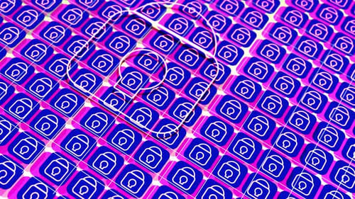 Animated Grid of Social Media Icons with Scanning Graphic