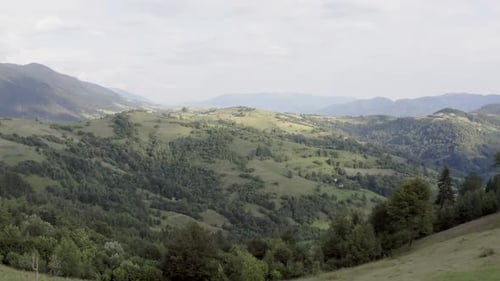 Peaceful Carpathian Mountainside View with Verdant Valleys