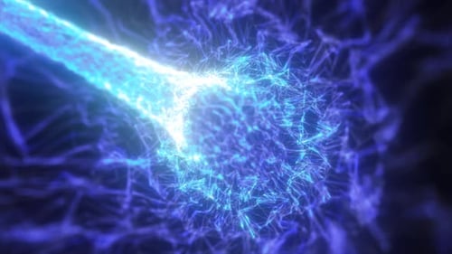 Abstract blue tunnel swirling from lines and particles of triangles glowing futuristic hi-tech