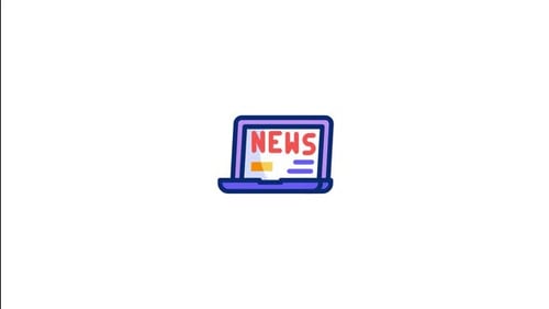Animated Flat Design News Laptop Icon