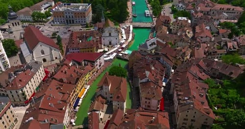 Aerial View of Annecy France Downtown View From Above One of the Most Picturesque and Visited Cities