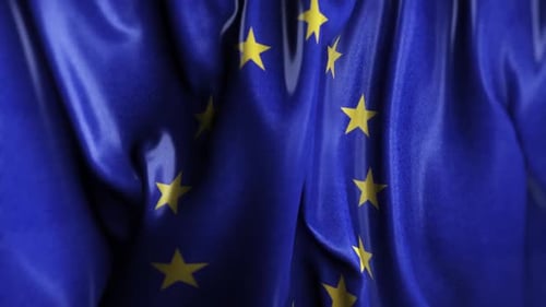European Union Flag Waving with Realistic Fabric Texture
