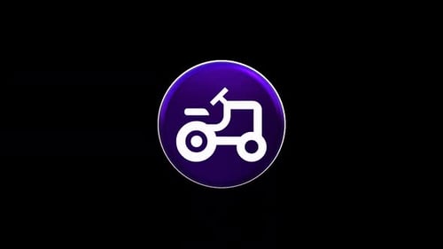 3D Spinning ATV Quad Bike Icon in Purple Circle
