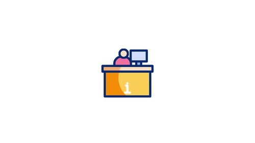 Animated Flat Design Information Desk Icon