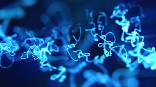 Abstract Blue Glowing Particles Data Flow Background