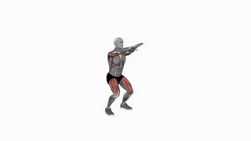 3D Animated Male Figure Demonstrating Squat Exercise with Muscle Highlight