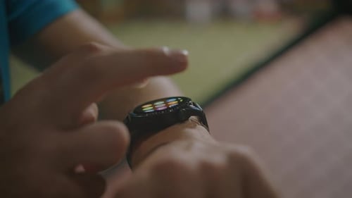 Smart Watch Used by Indeterminate Gender, Close Up