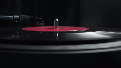 Close Up of a Vintage Retro Vinyl Record Rotating