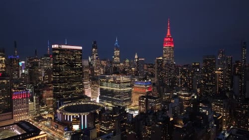 Night View of Downtown New York At Manhattan In New York United States.