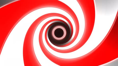 Red And White Neon Light Moves In Spiral Background Vj Loop In 4K