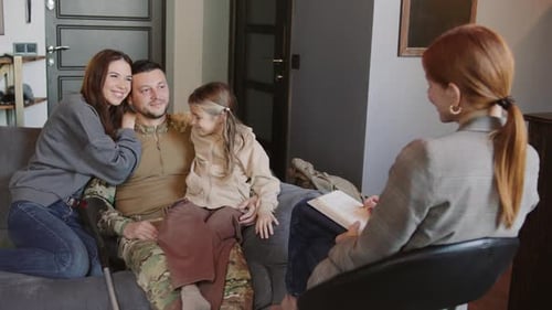 Affectionate Family at Counseling Session in Bright Home