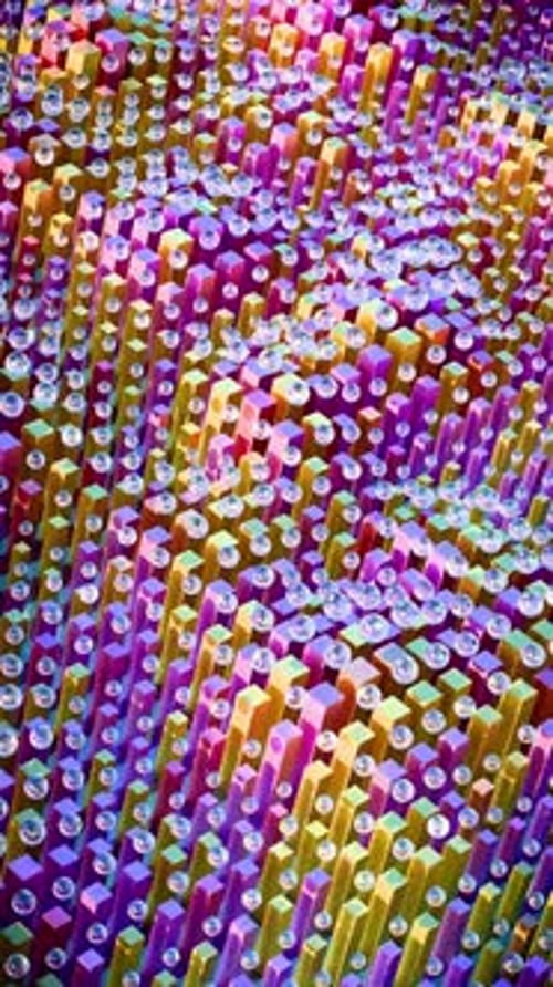 Abstract Motion Wave With Floating Box And Sphere 02 4K