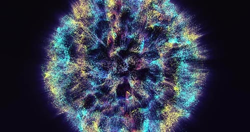 Motion d'animation abstraite avec une belle explosion lumineuse inhabituelle d'une boule d'étoile o